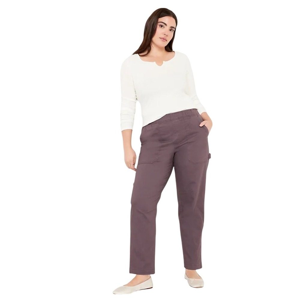 Old Navy Women's Plus Size 3X Cargo Pants Drawstring Comfort Waistband Purple